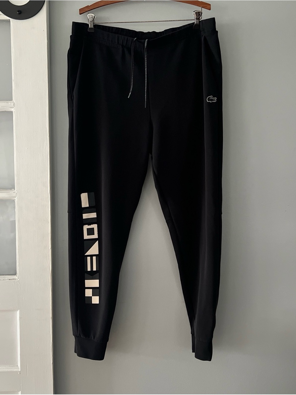 Lacoste Black Reflective Elastic Waist Tapered Stretch Men's Jogger Pants 6-XL